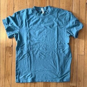 Blue Mock Neck T-Shirt